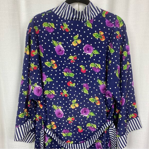 Victoria’s Secret Vintage Gold Label Blue Floral Robe Sz.OS - Picture 10 of 13